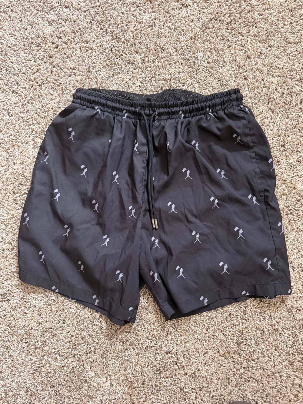 Baseballism Men's Black Flag Man All Over Print Swim Shorts Medium